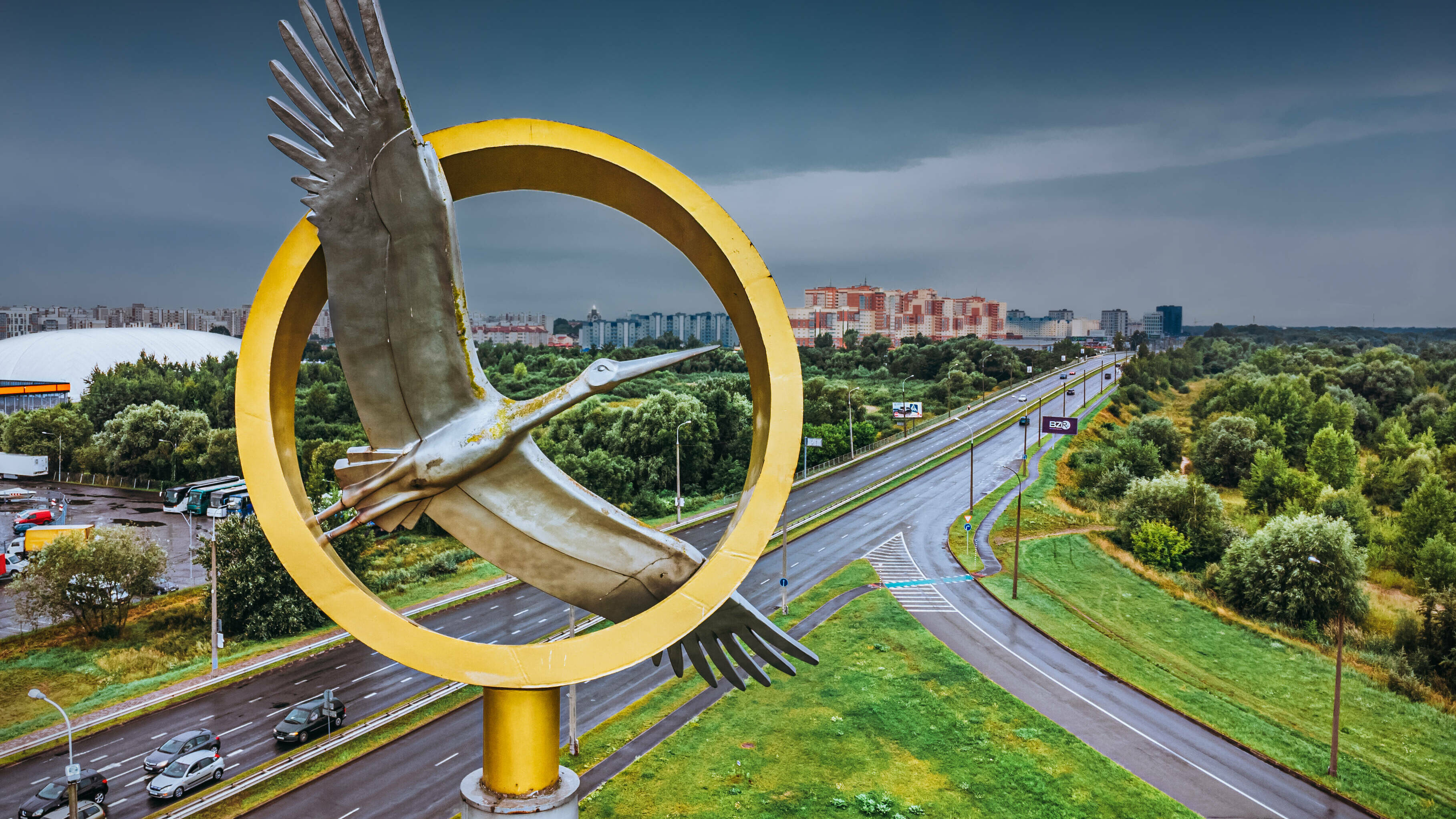 Брест. Аист у воронки