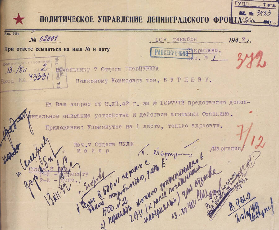 Документы из  Центрального архива  Министерства обороны РФ