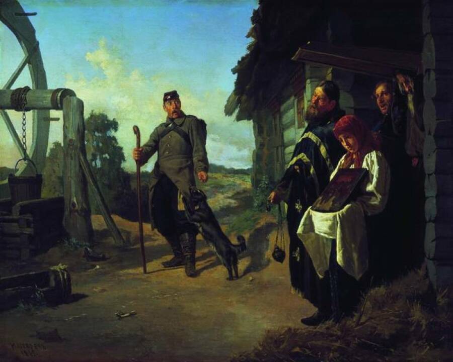Н. Неврев. Возвращение солдата на родину.