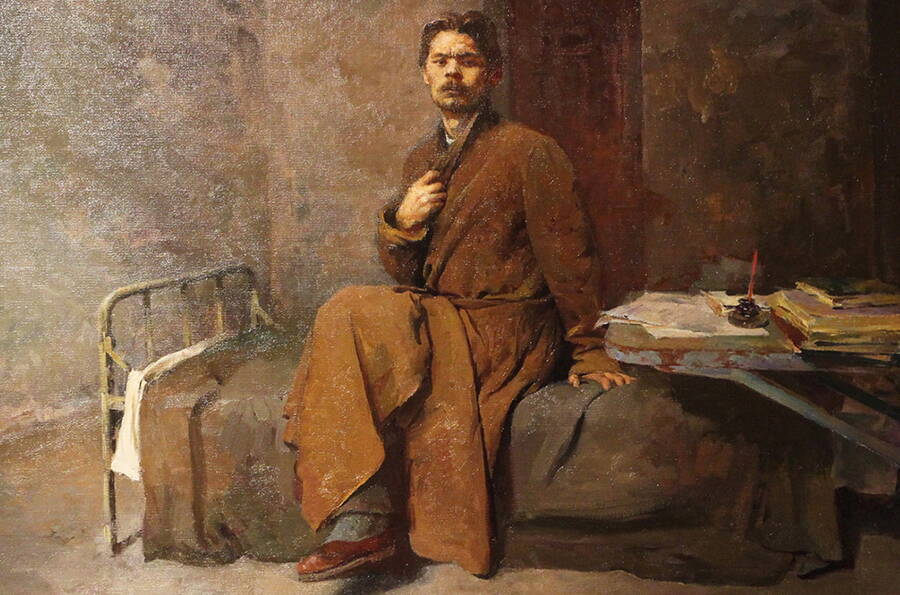 А.М. Горький в камере Петропавловской крепости. Художник И.А. Серебряный, 1953 год.