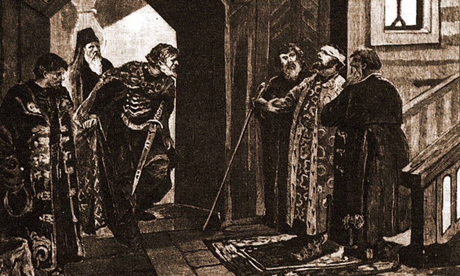 Свидание Дмитрия Шемяки с князем Василием II Тёмным. Художник В.В. Муйжель.
