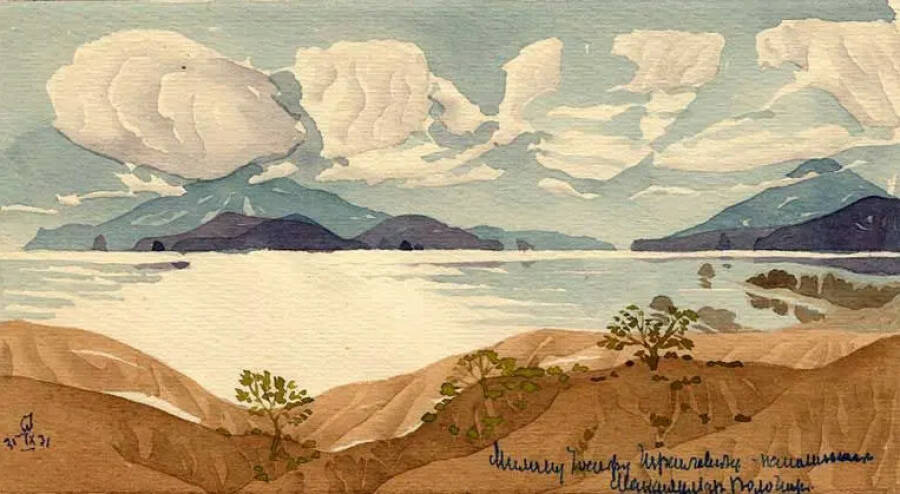 Акварель «Вид Коктебеля». 1931 год. Киевская картинная галерея. 