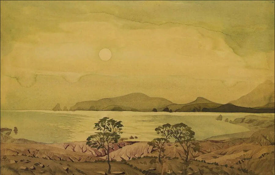 Акварель «Лунное безмолвие». 1930 год. Частная коллекция.