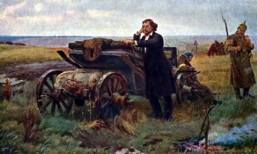 «На этапе». Художник А.Г. Илюшкин, 1955 год.
