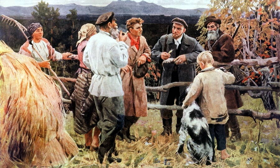 «В.И. Ленин среди крестьян села Шушенского». Художник В.Н. Басов, 1959 год. 