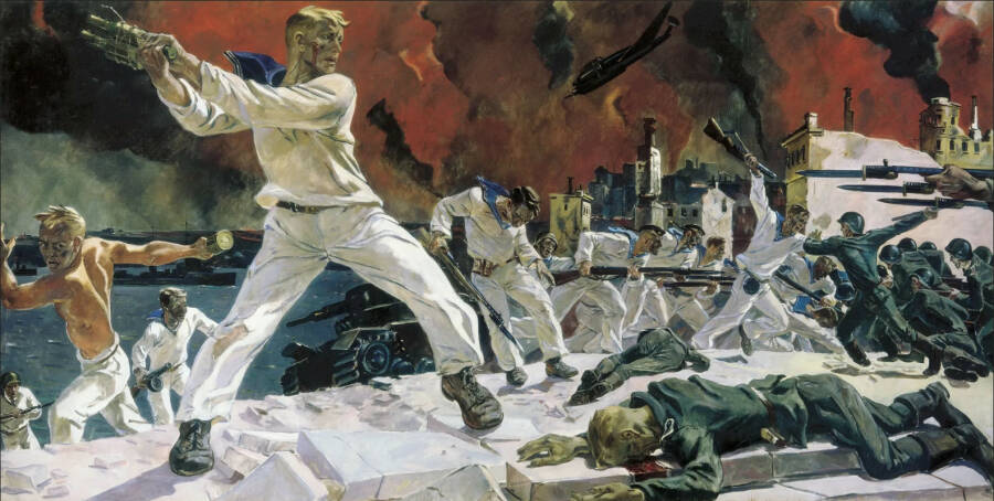 Картина «Оборона Севастополя». Александр Дейнека. 1942 год. Государственный Русский музей. 