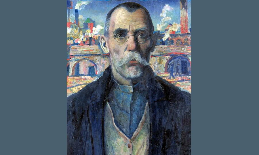 «Портрет ударника» («Краснознамёнец Жарновский»), ок. 1932–1933 гг. Одна из заметных работ Казимира Малевича позднего периода, когда художник вернулся к реализму. 