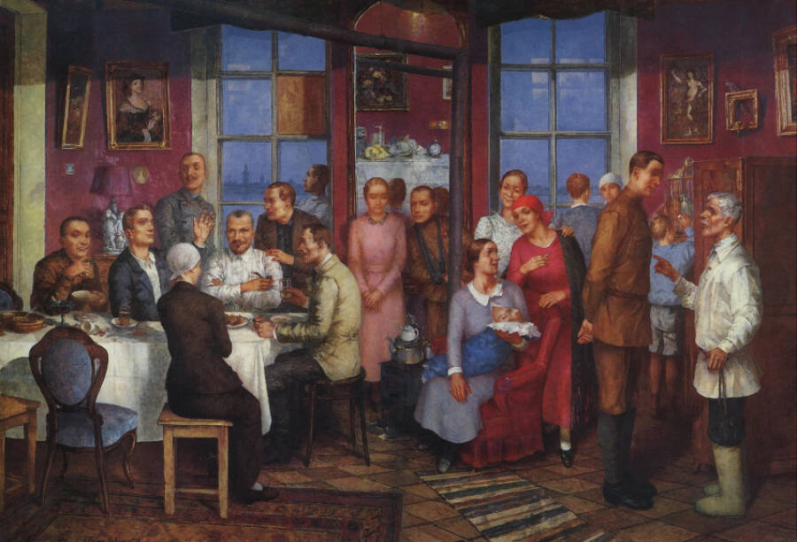  Картина «Новоселье». 1937 год. Государственная Третьяковская галерея.