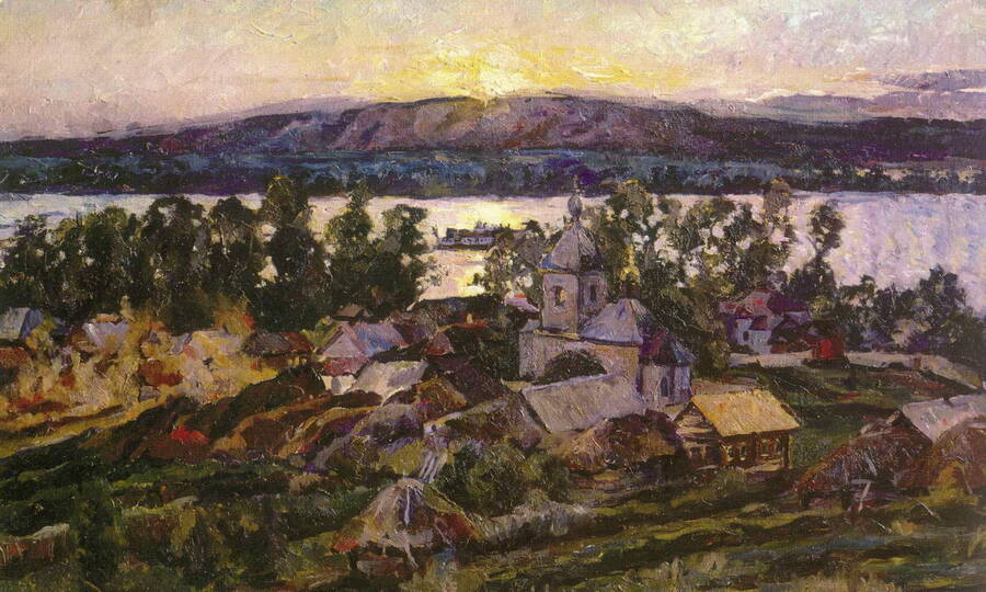  «Закат на Волге» (фрагмент). Художник А.В. Лентулов, 1928 год. 