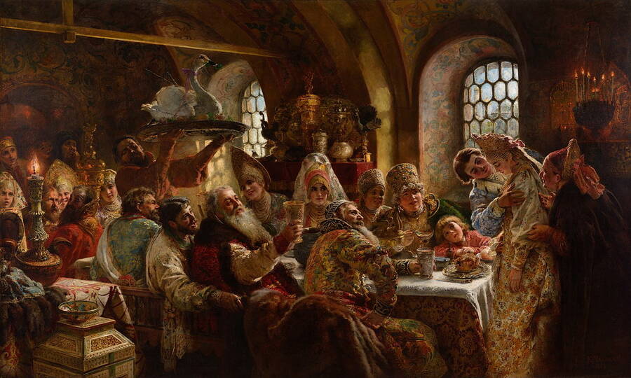 «Боярский свадебный пир в XVII столетии». Художник К.Е. Маковский, 1883 год. 