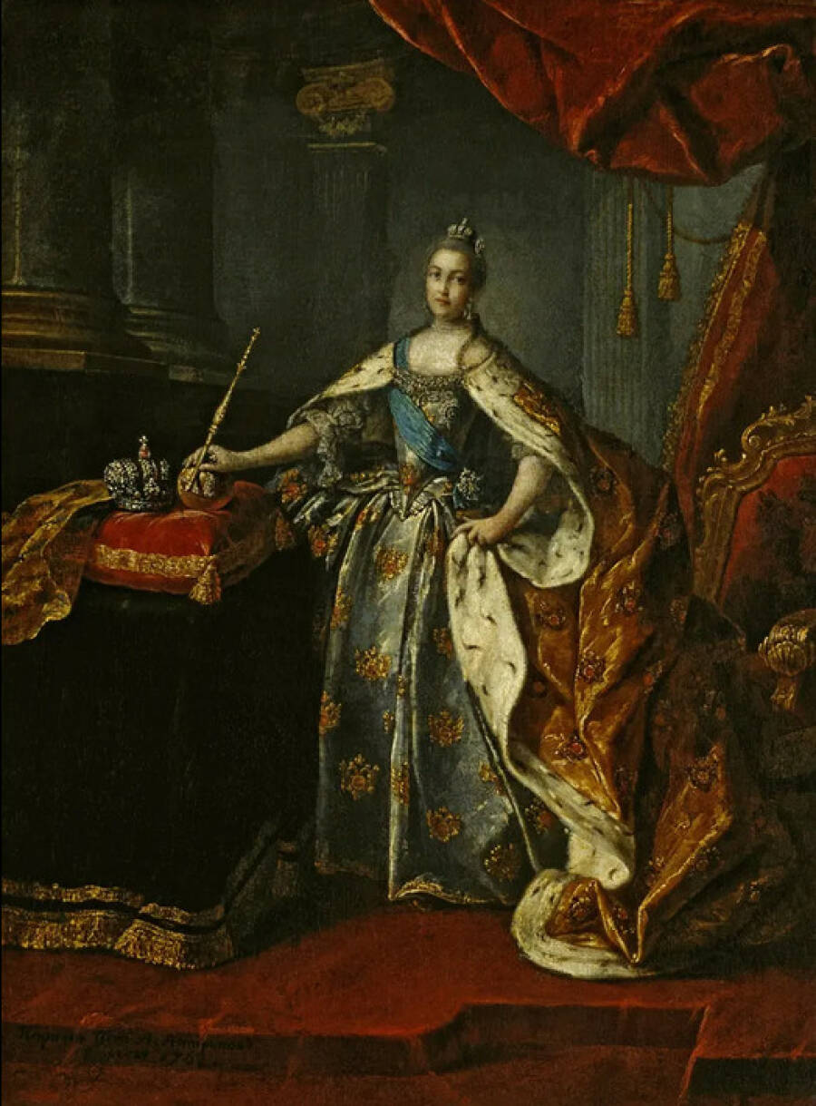Портрет императрицы Екатерины II кисти Алексея Антропова. 1762 год. Государственная Третьяковская галерея. 
