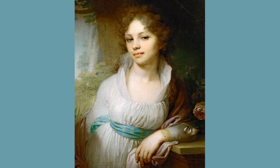 Портрет Марии Ивановны Лопухиной (фрагмент). Художник В.Л. Боровиковский, 1797 год. 