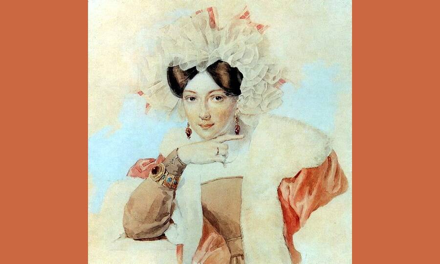Портрет Юлии Павловны Соколовой, жены художника. Художник П.Ф. Соколов, 1827 год. 