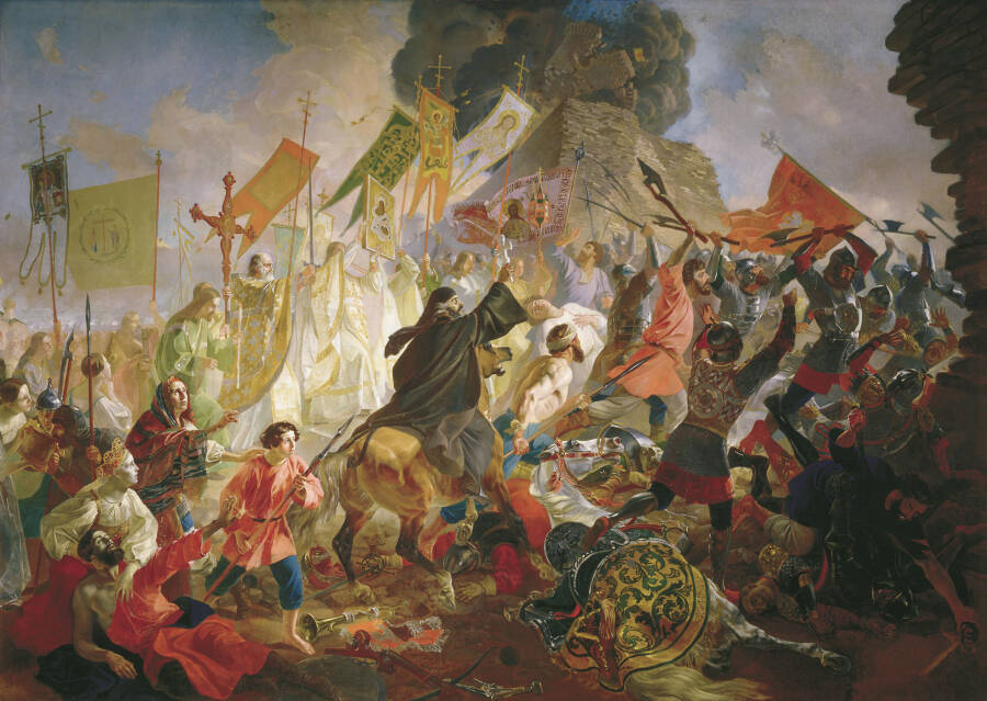 Осада Пскова Стефаном Баторием.