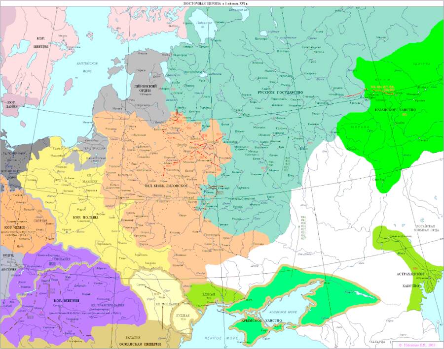 Политическая карта на момент смерти Ивана III.