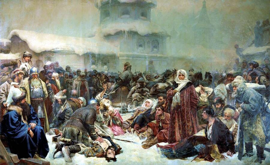 Марфа Посадница. Уничтожение новгородского веча. (1889).