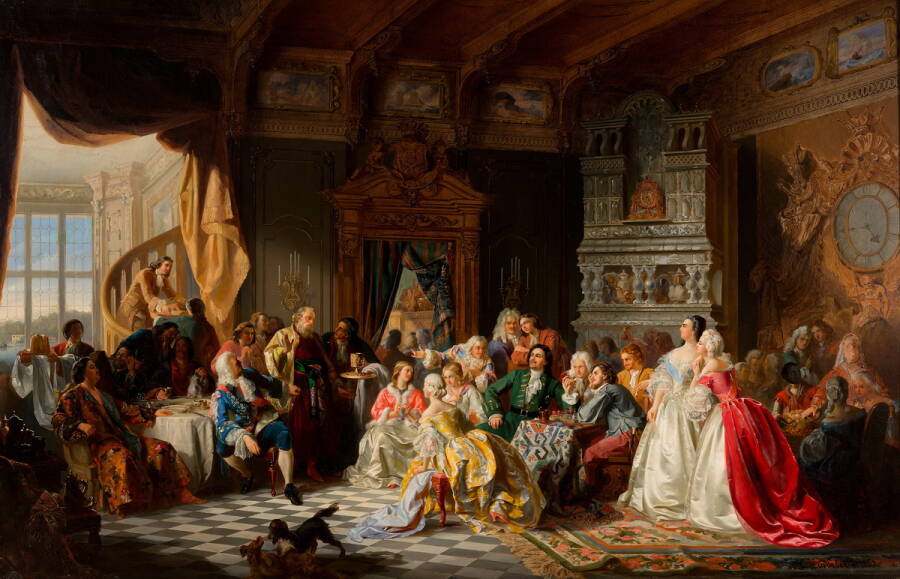 Хлебовский С. «Ассамблея при Петре I», 1858 год. @ Государственного Русского музея