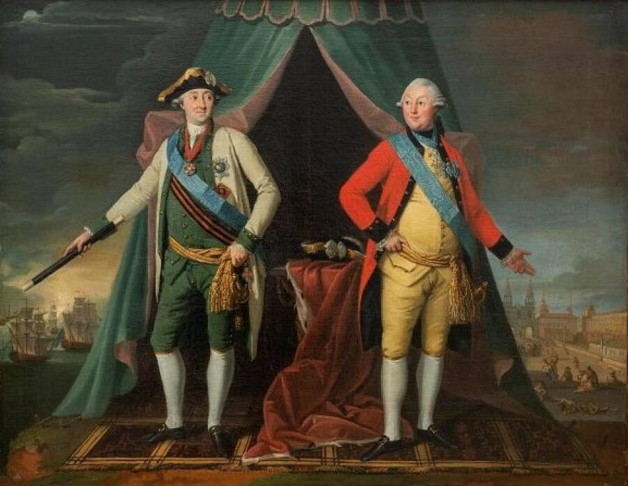 Портрет светлейшего князя Григория Григорьевича Орлова (1734-1783) и графа Алексея Григорьевича Орлова-Чесменского (1737-1807/08) и. Христинек Карл Людвиг (Логин Захарович). Первая половина 1770-х гг.