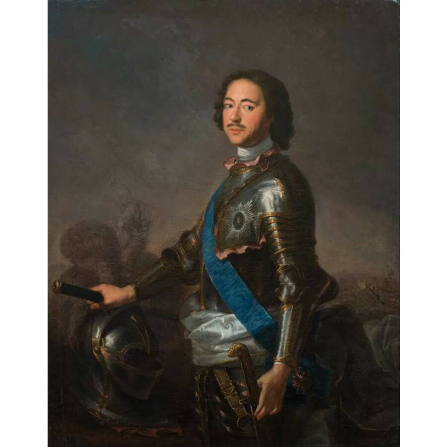 Портрет императора Петра I (1672-1725). Неизвестный художник. Середина XVIII века. Копия с оригинала Ж.М. Натье 1717 г. Государственный Исторический Музей