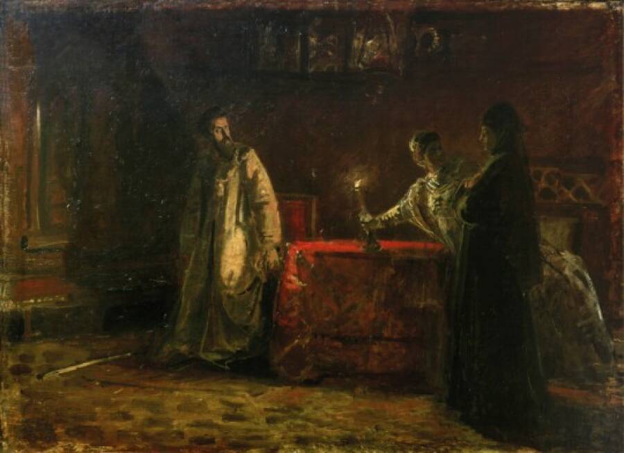 Н.Н. Ге «Царь Борис и царица Марфа», эскиз, 1873 год. Самарский областной художественный музей