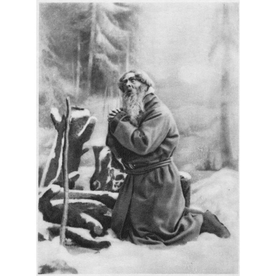 Фёдор Иванович Шаляпин в роли Ивана Сусанина. Опера М.И. Глинки «Жизнь за царя», 1901 год. Большой театр.