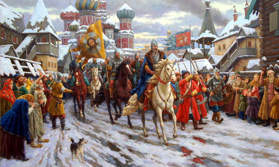 Второе ополчение Минина и Пожарского в Москве. Художник В.П. Нагорнов, 2011 год. 