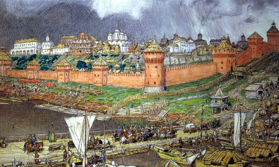 Московский Кремль при Иване III. Художник А.М. Васнецов, 1921 год. 