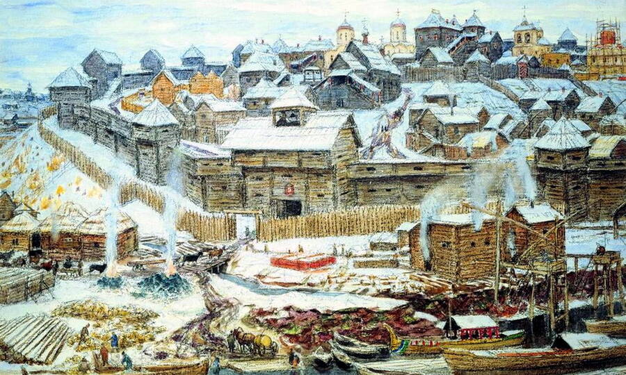 Московский Кремль при Иване Калите. Художник А.М. Васнецов, 1921 год.