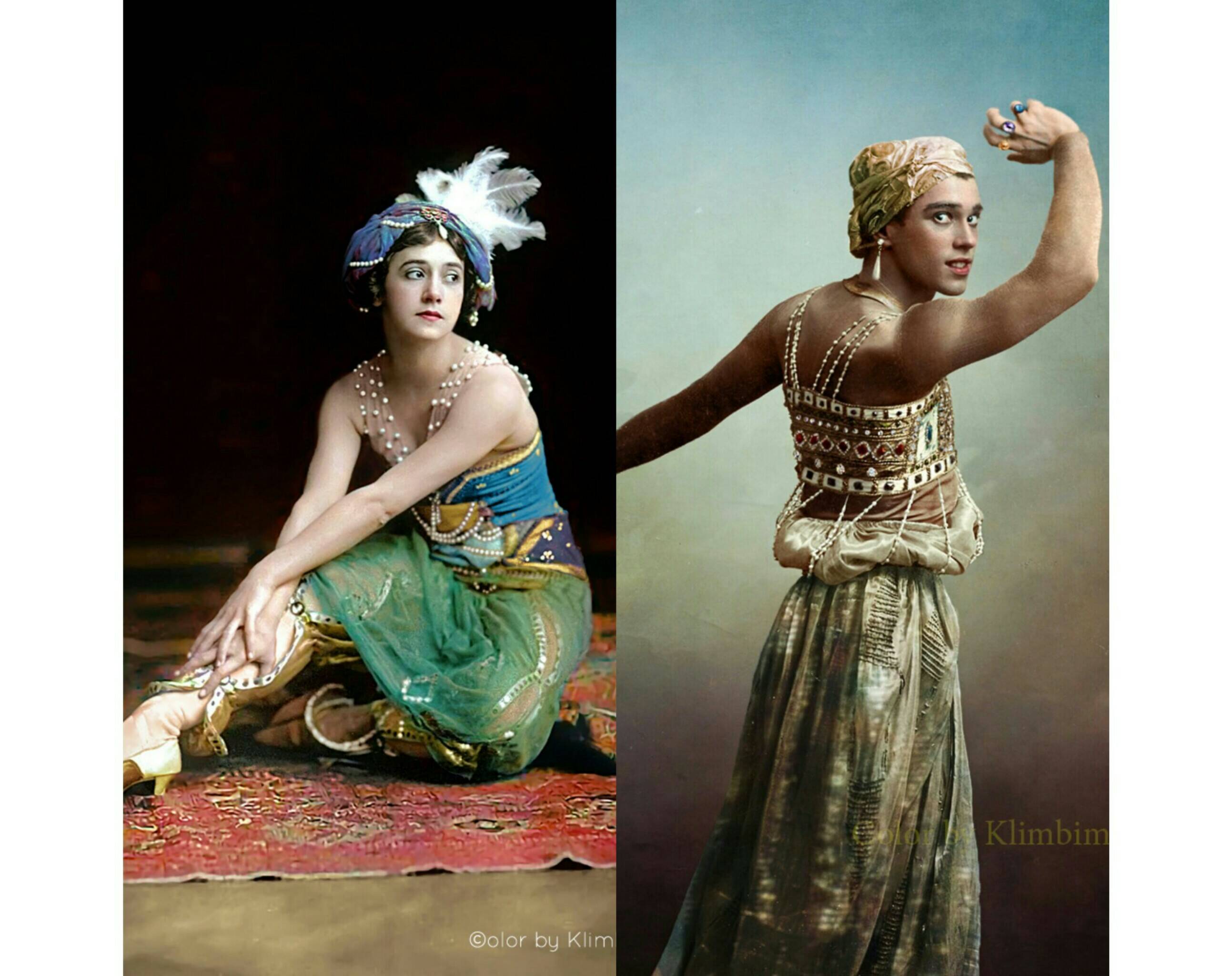 Т.П. Карсавина и В.Ф. Нижинский в балете «Шехерезада» (фото: Color by Klimbim)
