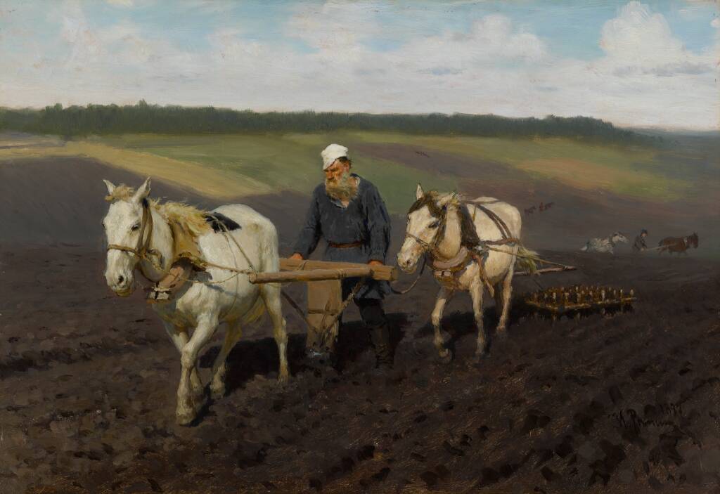 И.Е. Репин «Пахарь. Лев Николаевич Толстой на пашне», 1887 год. Из собрания Третьяковской галереи