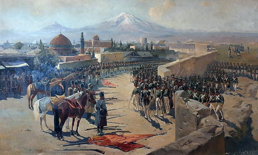 Взятие русскими войсками Эриванской крепости 1 октября 1827 года. Художник Ф.А. Рубо, 1893 год.