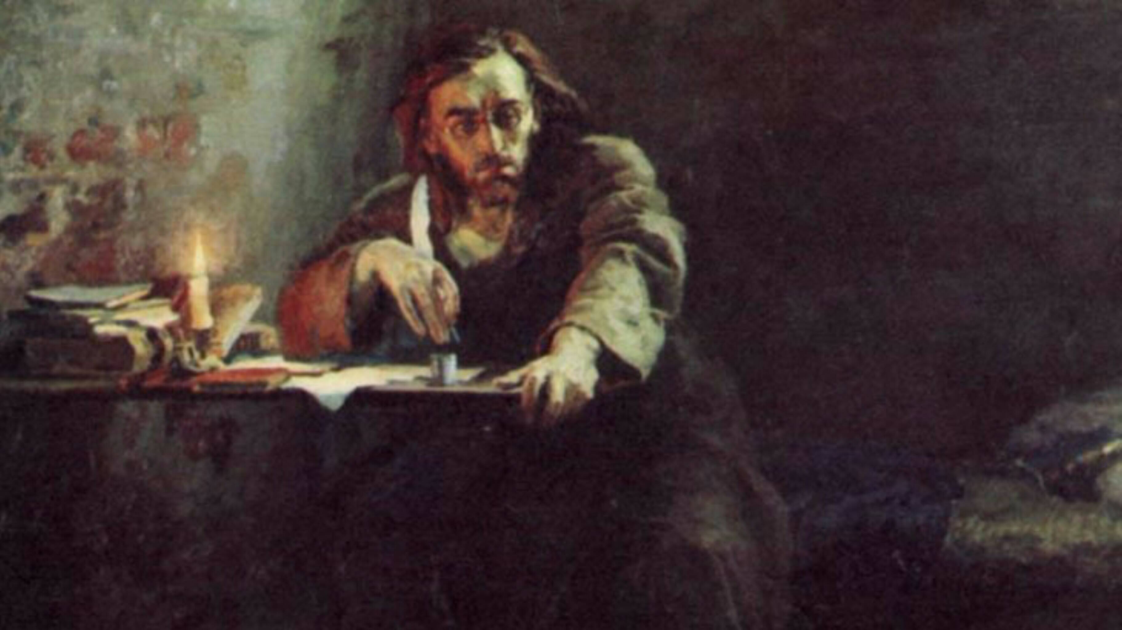 Е.Д. Гороховых «Н. Г. Чернышевский пишет роман «Что делать?» в Алексеевском равелине Петропавловской крепости», 1953 год. Туркменский музей изобразительных искусств, Ашхабад.
