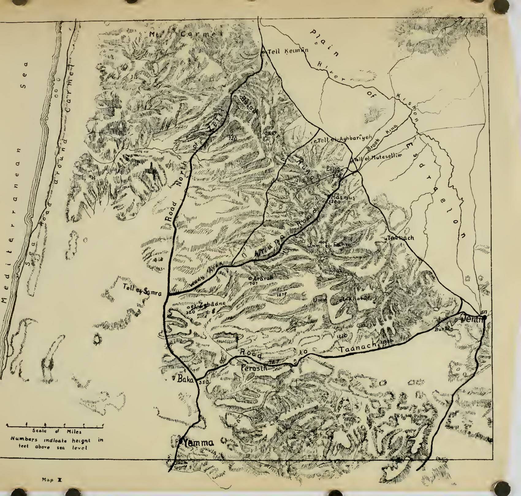 Карта битвы при Мегиддо. Автор — Гарольд Хайден. 1913 год.