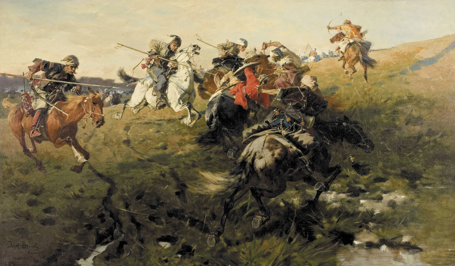 Картина «Стычка казаков с татарами». Художник Ю. Брандт. Ок. 1890 г. Частное собрание.