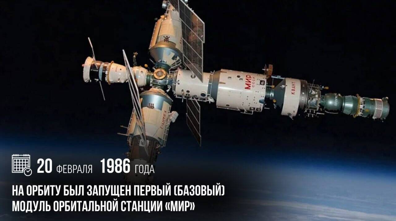 На орбиту был запущен первый (базовый) модуль орбитальной станции «Мир»