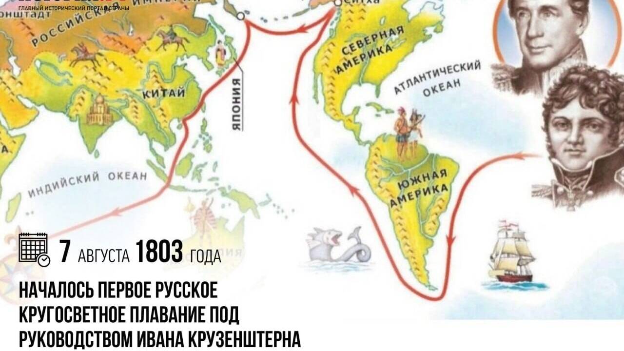 Началось первое русское кругосветное плавание под руководством Ивана Крузенштерна