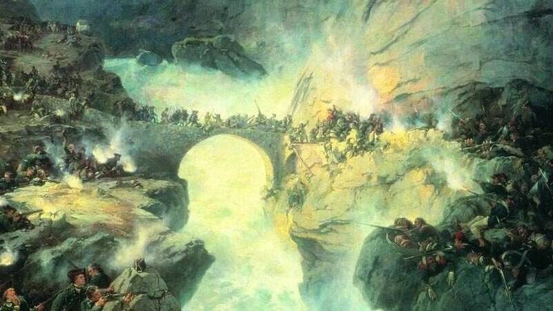 Суворов в Альпах прошел через Чертов мост