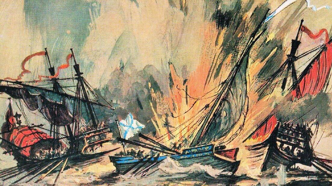 Экипаж русской дубель-шлюпки капитана Сакена взорвал свое судно вместе со взявшими его на абордаж турецкими галерами