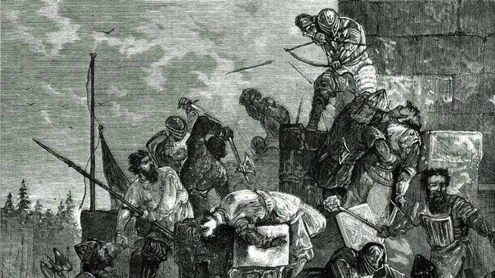 Штурм новгородцами новой шведской крепости Ландскрона