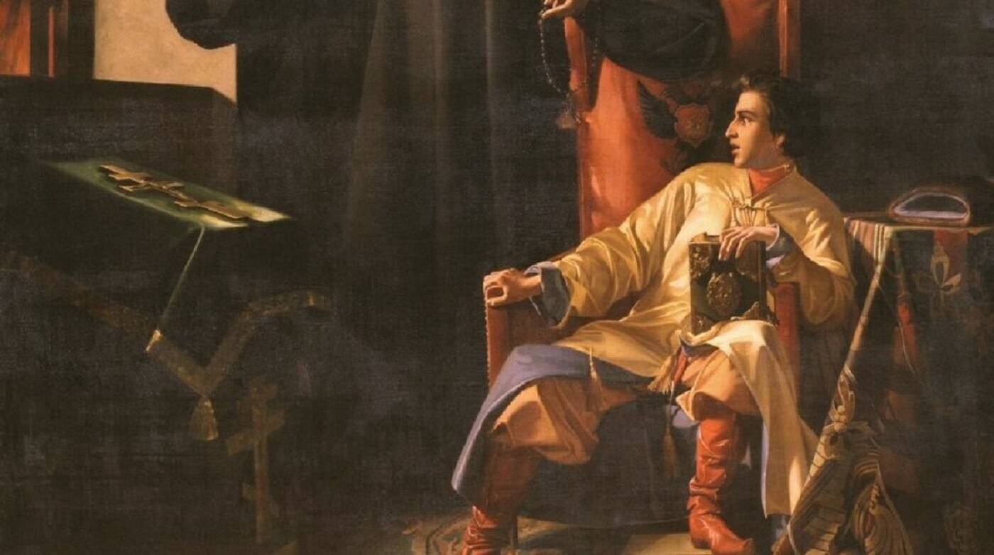 По приказу заболевшего «тяжким огненным недугом» Ивана IV бояре присягают его сыну-младенцу