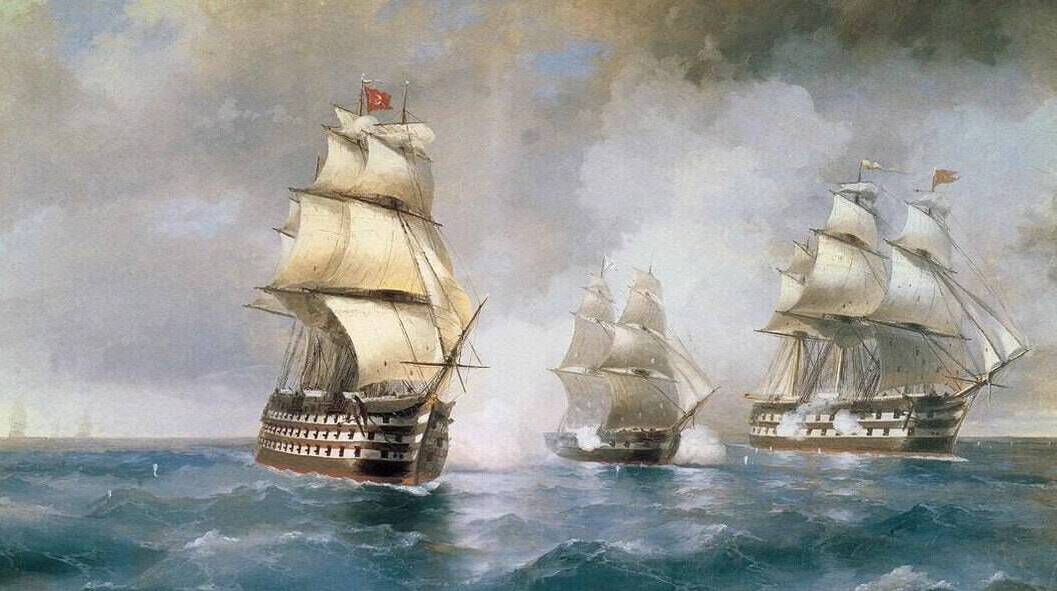 Героический бой русского брига «Меркурий» с двумя турецкими линейными кораблями
