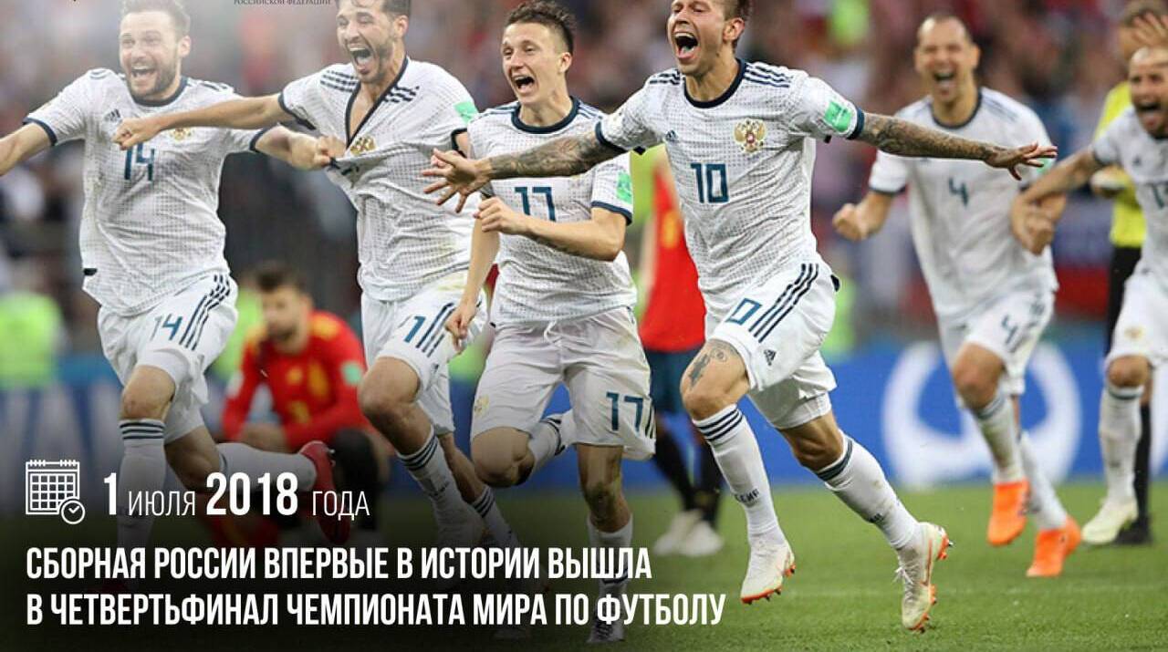 Сборная России впервые в истории вышла в четвертьфинал Чемпионата мира по футболу