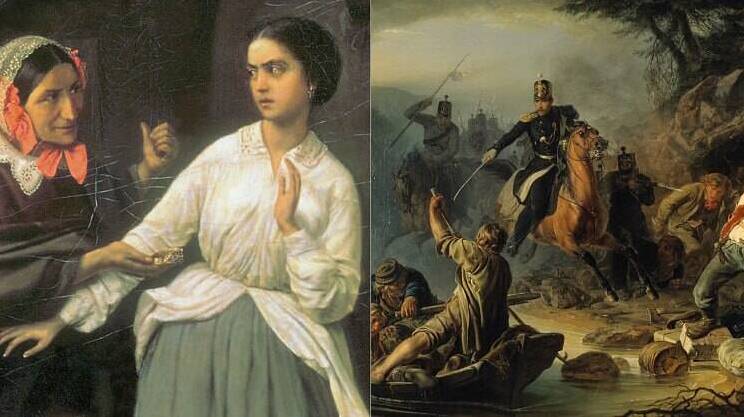 Московский купец Павел Третьяков приобрел «Искушение» Шильдера и «Стычку с финляндскими контрабандистами» Худякова