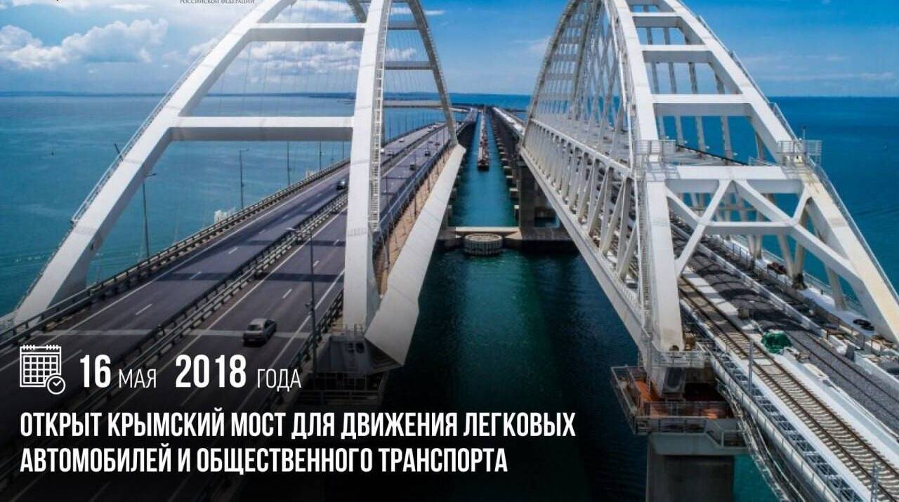 Открыт Крымский мост для движения легковых автомобилей и общественного транспорта
