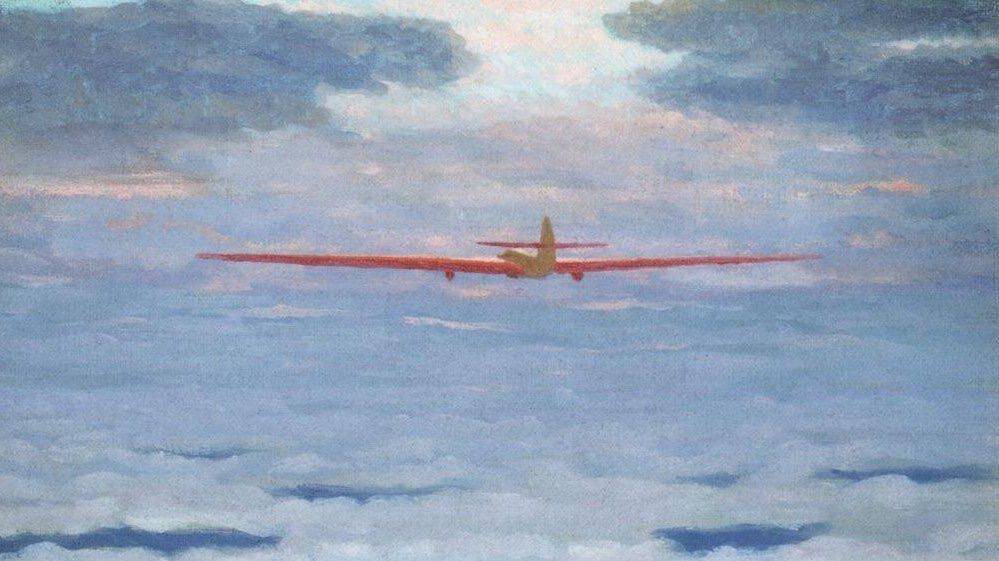 Летчики Громов, Юмашев и штурман Данилин на самолете АНТ-25 начали беспосадочный перелет