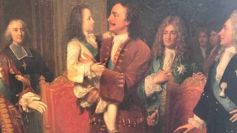 Встреча 44-летнего Петра I с 7-летним Людовиком XV в Париже