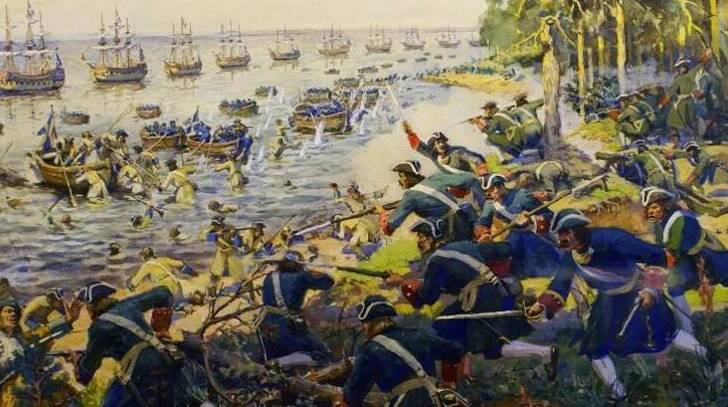 Заложенный Петром I у острова Котлин русский форт «Кроншлот» отбил нападение шведского флота