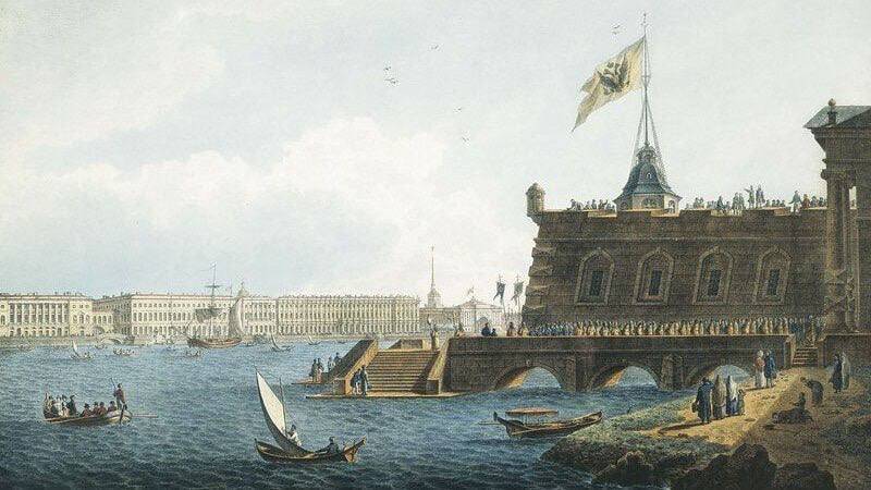 Артиллерийский салют в Петропавловской крепости в честь победы над Наполеоном