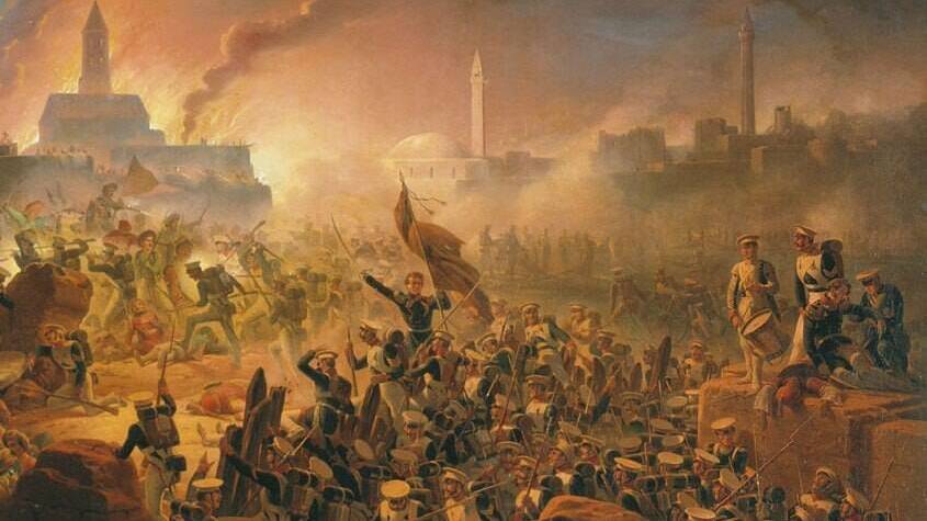 Действуя из-за грозы только штыками, русские разбили турок у крепости Ахалцих