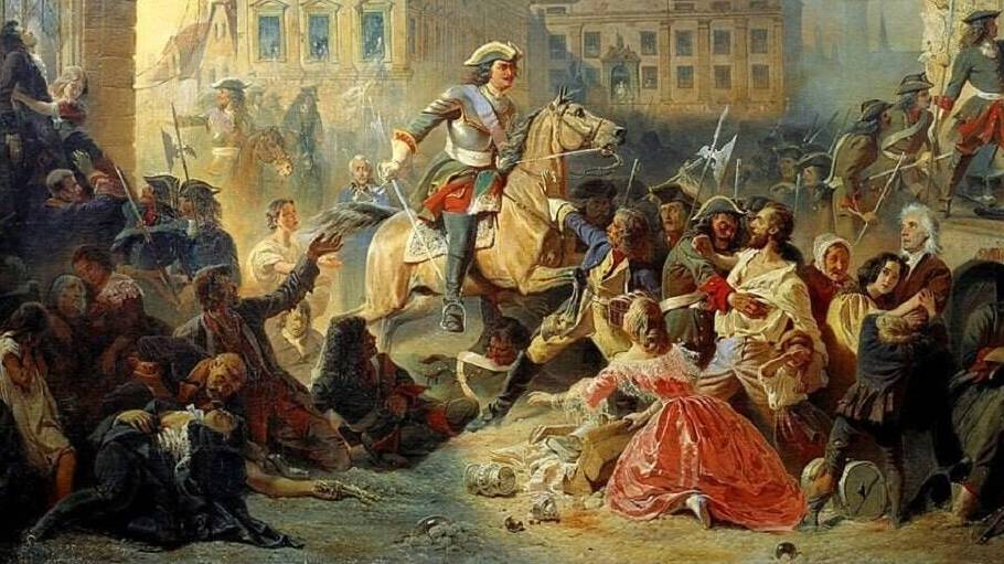 В ходе Северной войны Петр I во главе русских войск взял шведскую крепость Нарва